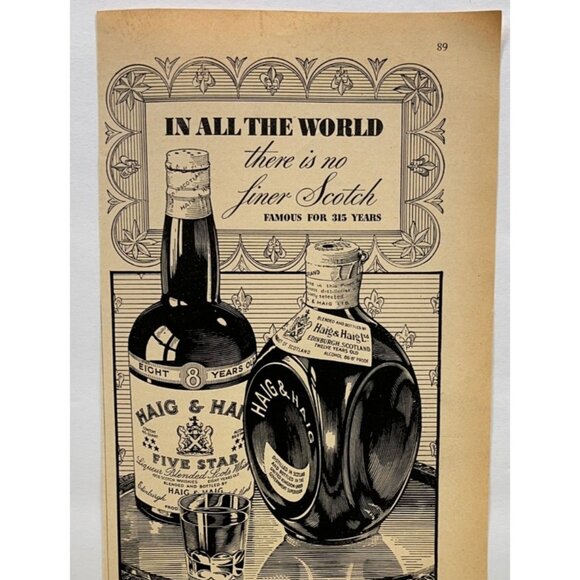Haig & Haig Scotch Vtg Print Ad 40s Oldest Name in Scotch Alcohol Advertising - Picture 4 of 6